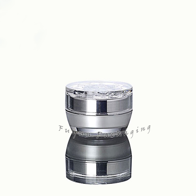 Silver Rose Round Lid 15g Acrylic Empty Container Cosmetic Makeup Jar