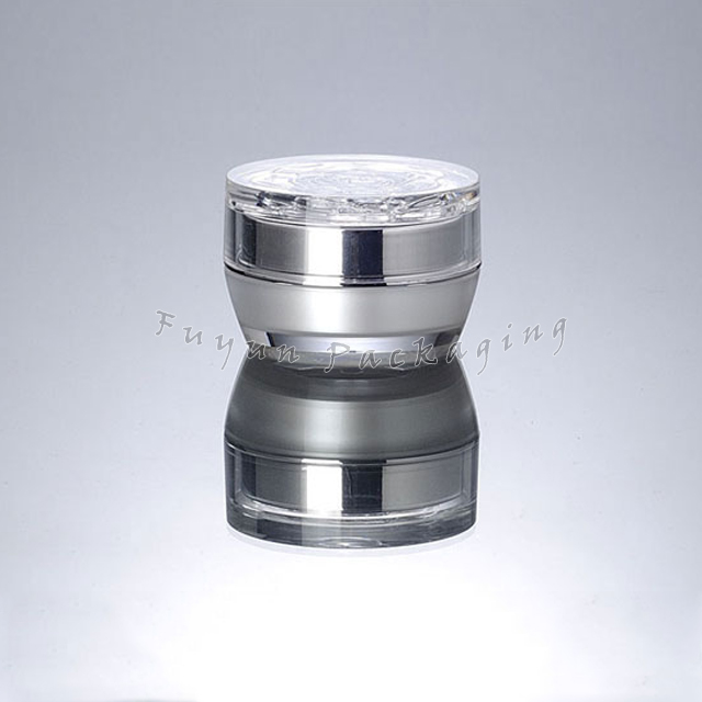 Silver Rose Round Lid 15g Acrylic Empty Container Cosmetic Makeup Jar