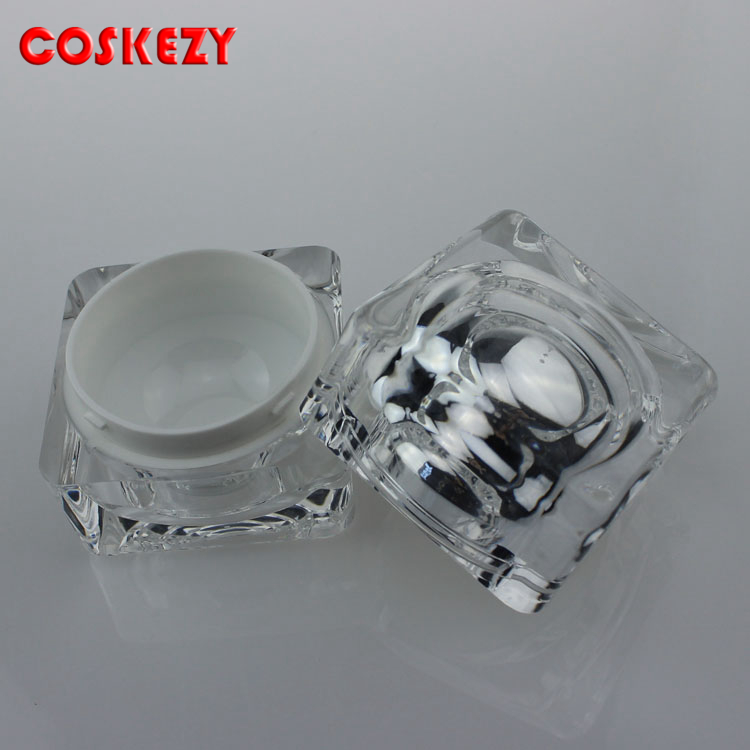 Silver Wholesale Plastic Empty Jar, 10g 30g 50g Purple Square Acrylic Jar 15g Cosmetic Jar for Sale