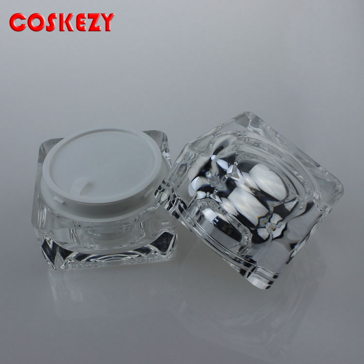 Silver Wholesale Plastic Empty Jar, 10g 30g 50g Purple Square Acrylic Jar 15g Cosmetic Jar for Sale