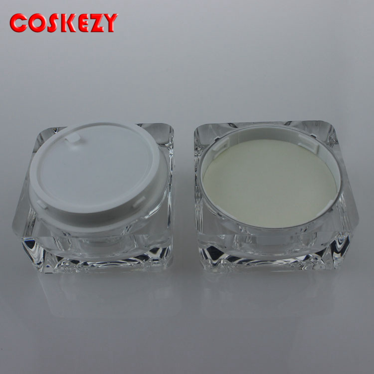Silver Wholesale Plastic Empty Jar, 10g 30g 50g Purple Square Acrylic Jar 15g Cosmetic Jar for Sale