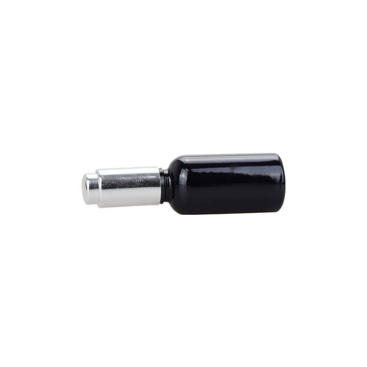 Silver aluminum push button dropper original black glass essential oil cosmetic bottles 5ml 10ml 15ml 20ml 30ml 50ml 100ml