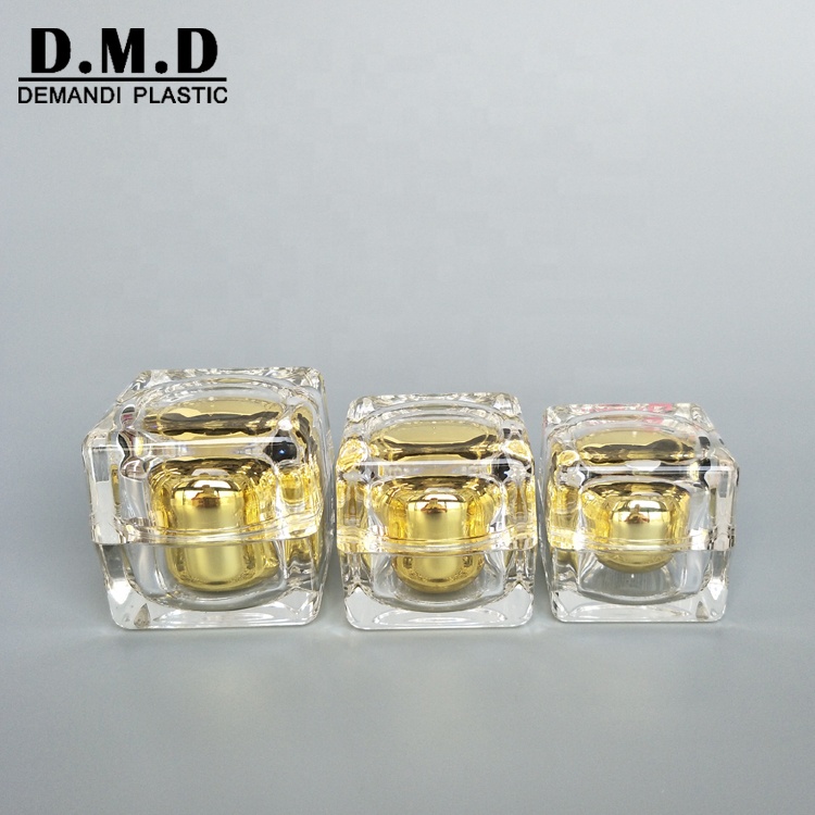 Silver cream jars acrylic 5g 10g 15gram 15ml  30g 30ml 50g 50ml gold square jar
