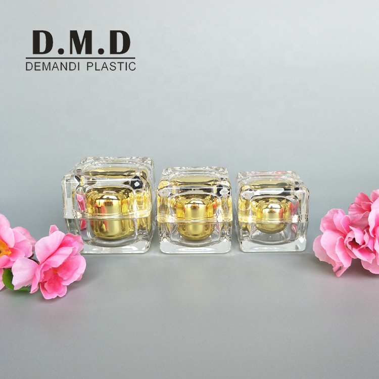 Silver cream jars acrylic 5g 10g 15gram 15ml 30g 30ml 50g 50ml gold square jar
