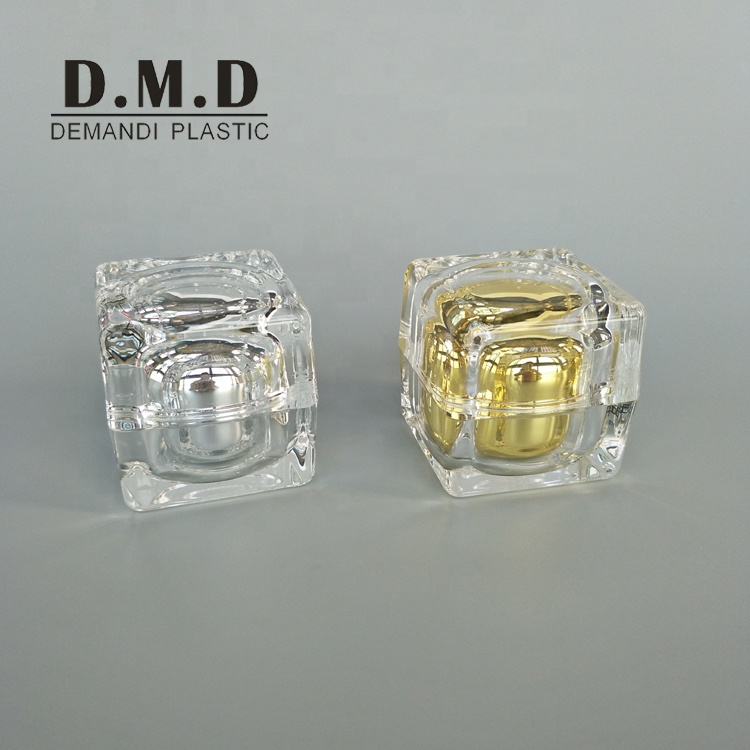 Silver cream jars acrylic 5g 10g 15gram 15ml 30g 30ml 50g 50ml gold square jar