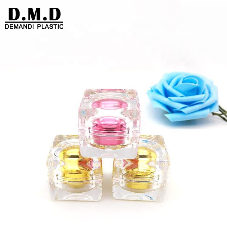 Silver cream jars acrylic 5g 10g 15gram 15ml 30g 30ml 50g 50ml gold square jar
