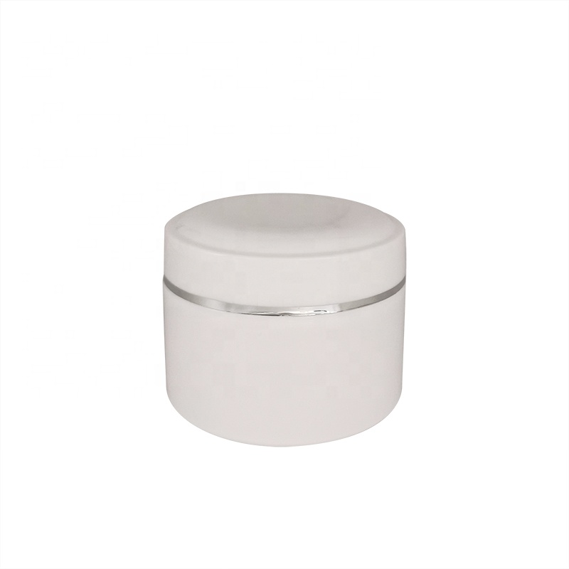 Silver edge face cream containers 100ml 150ml 200ml 10oz 350ml 400ml 450ml 500ml 20oz white PP plastic jar with spoons