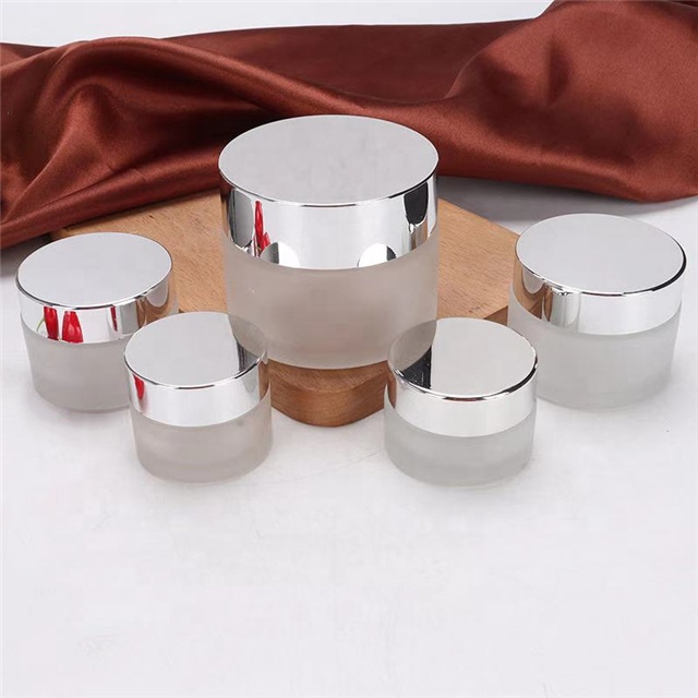 Silver gold lids for glass jars cosmetic 4 oz glass jars