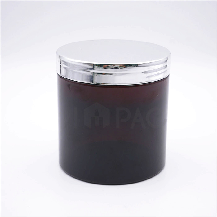 Silver top amber pet jar 500ml container for sugar scrub jar packaging
