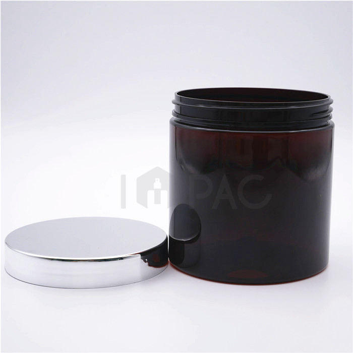 Silver top amber pet jar 500ml container for sugar scrub jar packaging