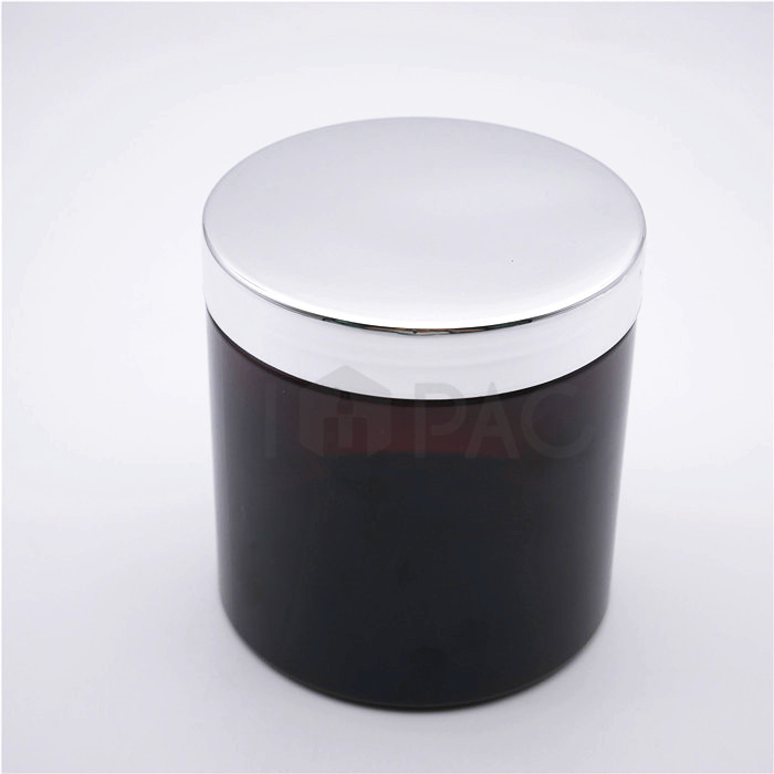 Silver top amber pet jar 500ml container for sugar scrub jar packaging