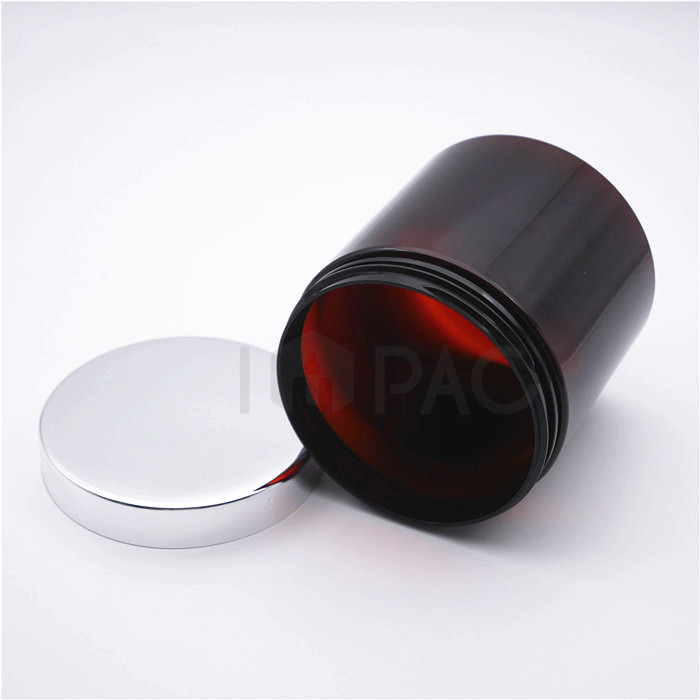 Silver top amber pet jar 500ml container for sugar scrub jar packaging