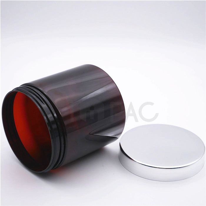 Silver top amber pet jar 500ml container for sugar scrub jar packaging