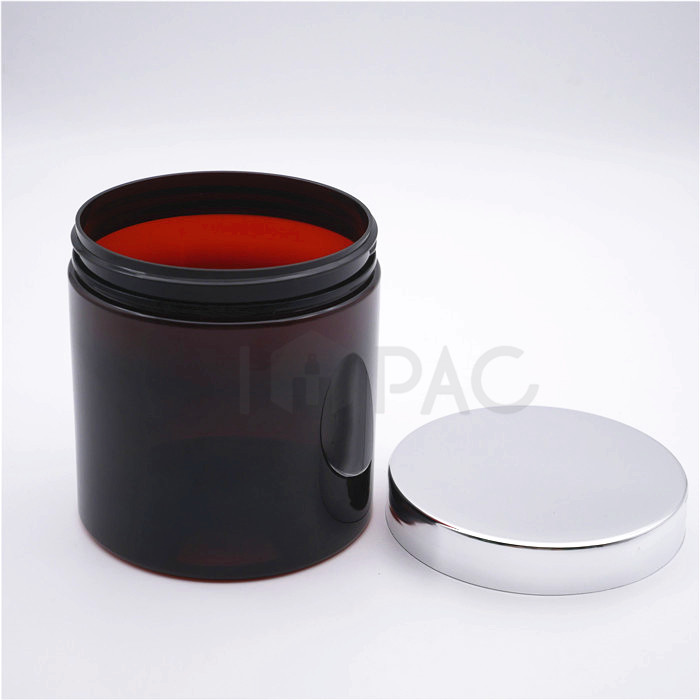 Silver top amber pet jar 500ml container for sugar scrub jar packaging