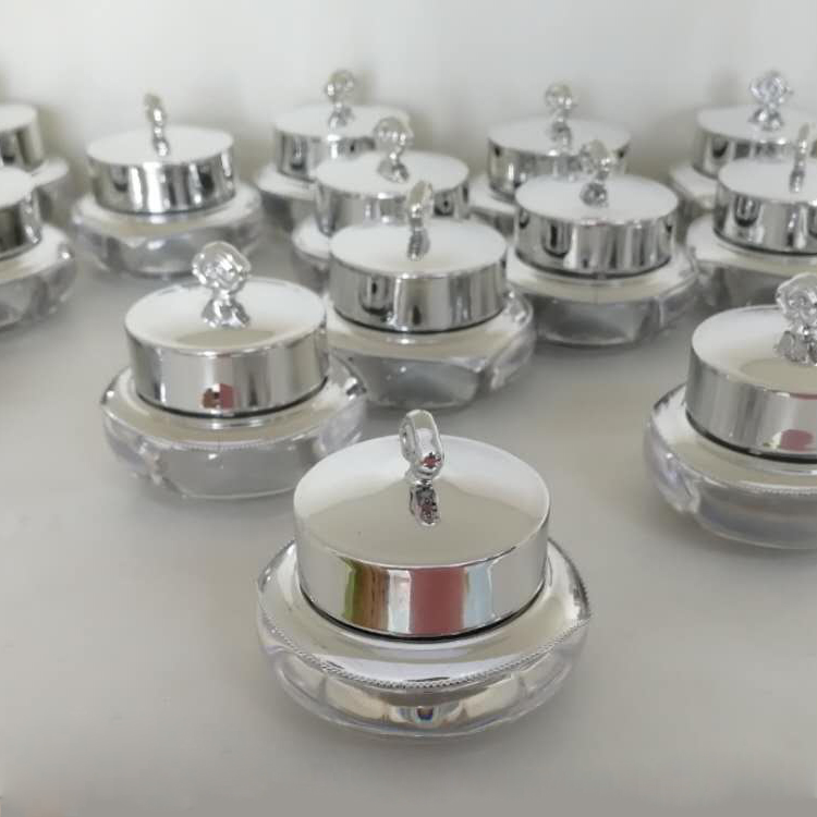 Silvery 10g  luxury cream acrylic crown shape  face cream container eye cream bottles PS make-up packaging cosmetic jar