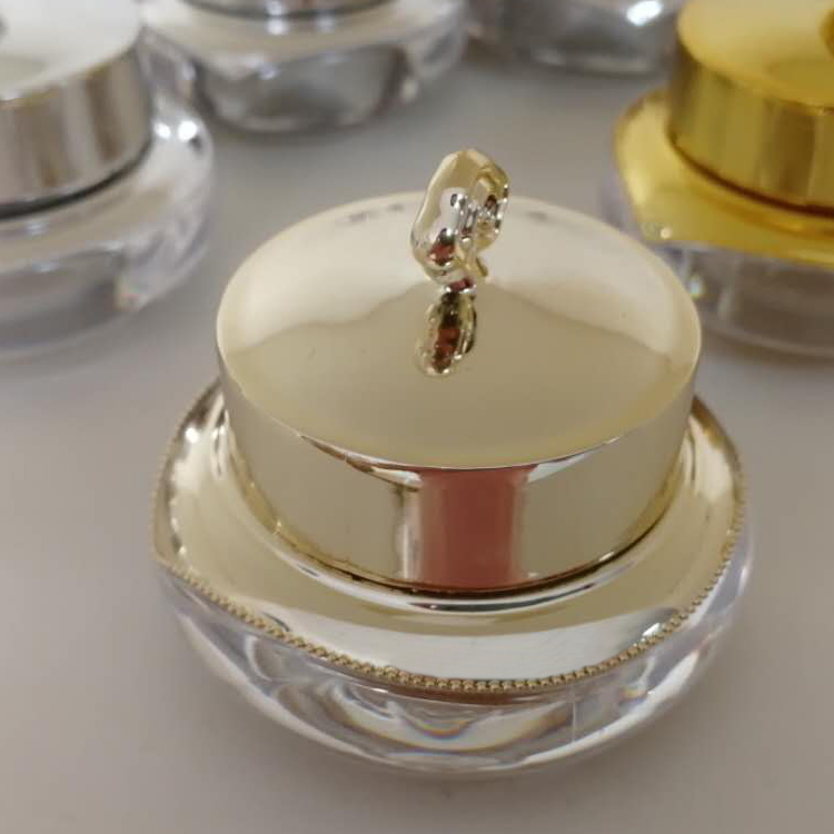 Silvery 10g luxury cream acrylic crown shape face cream container eye cream bottles PS make-up packaging cosmetic jar