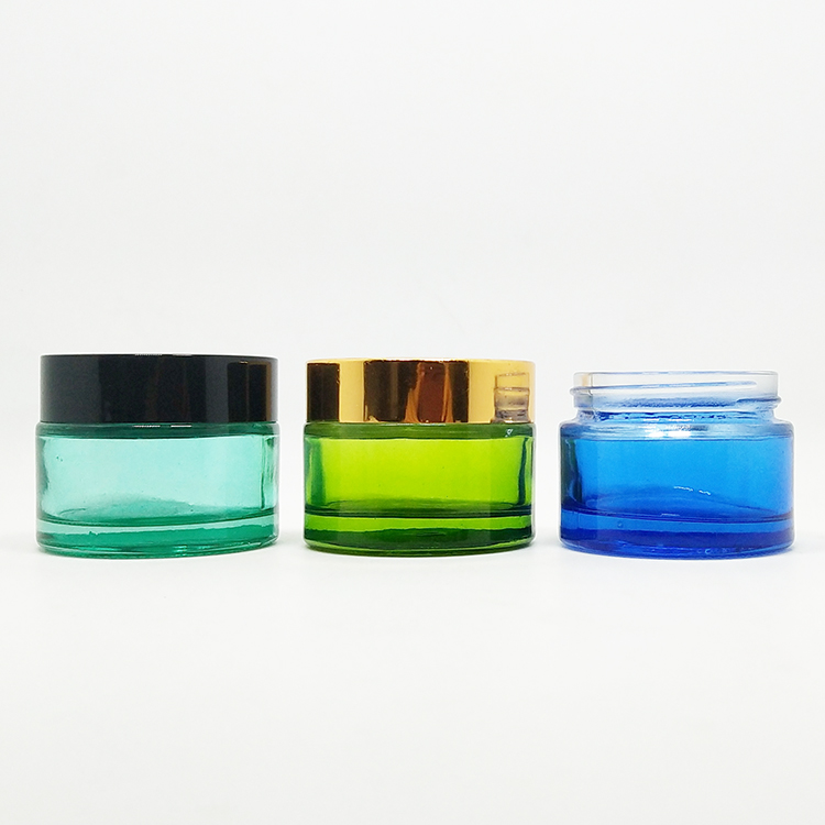 Simple 5g 10g 20g 30g 50g cosmetic face cream frosted glass jars with black lids