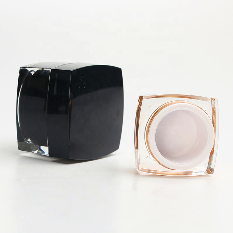 Simple Design Blue Color 15g 30g 50g Empty Black Square Acrylic Plastic Cosmetic Cream Jar
