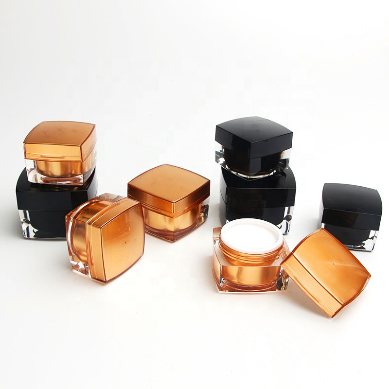 Simple Design Blue Color 15g 30g 50g Empty Black Square Acrylic Plastic Cosmetic Cream Jar