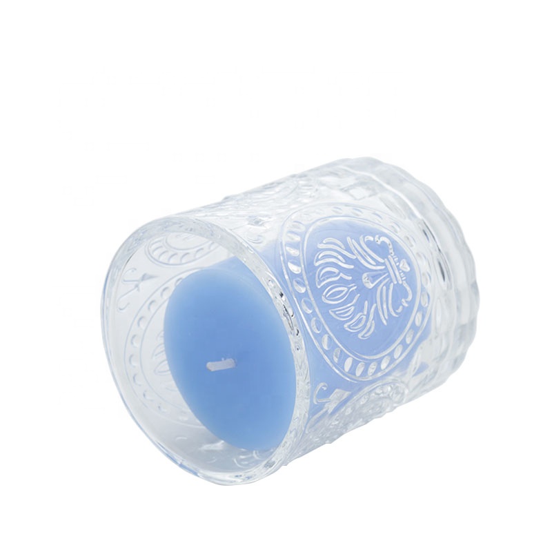 Simple Modern Pattern Candle Holder Desktop Transparent Glass Ornament Decoration Candle Jars