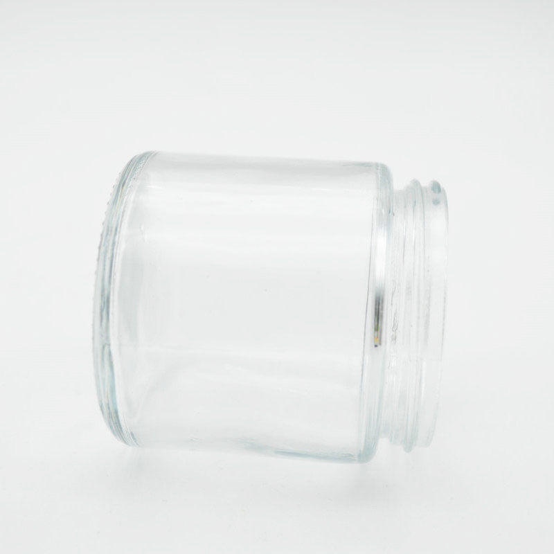Simple clear round glass candle jar with lid 120ml glass jar