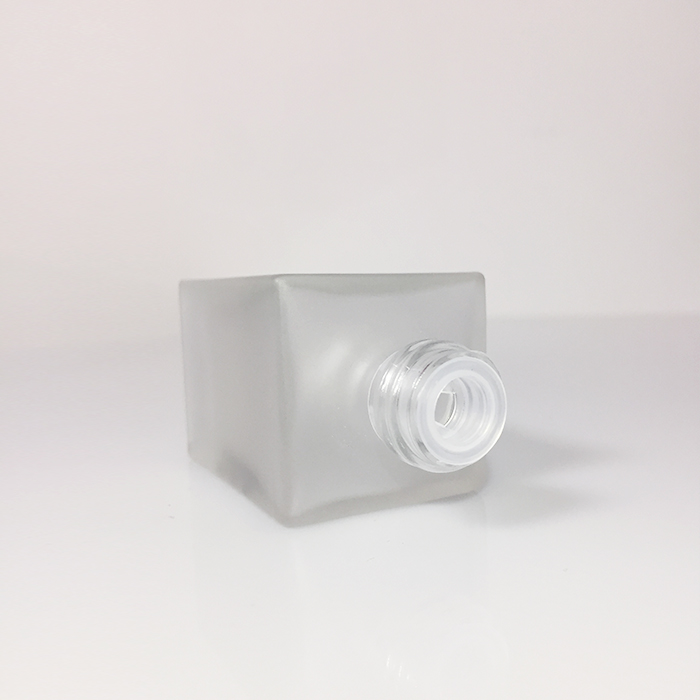 Simple design cosmetic Square Frosted Clear White Rectangular Glass Bottle 30 ml skincare dropper bottle