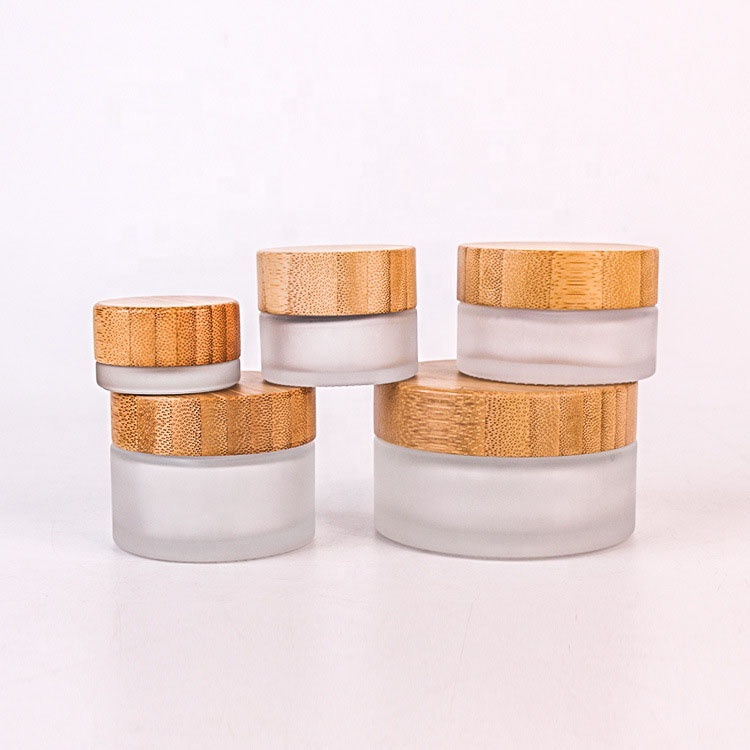 Sinhigh Wholesale Glass Jars Fashion Cosmetic Face Cream Lotion Glass Bottle Jar with Bamboo Lid