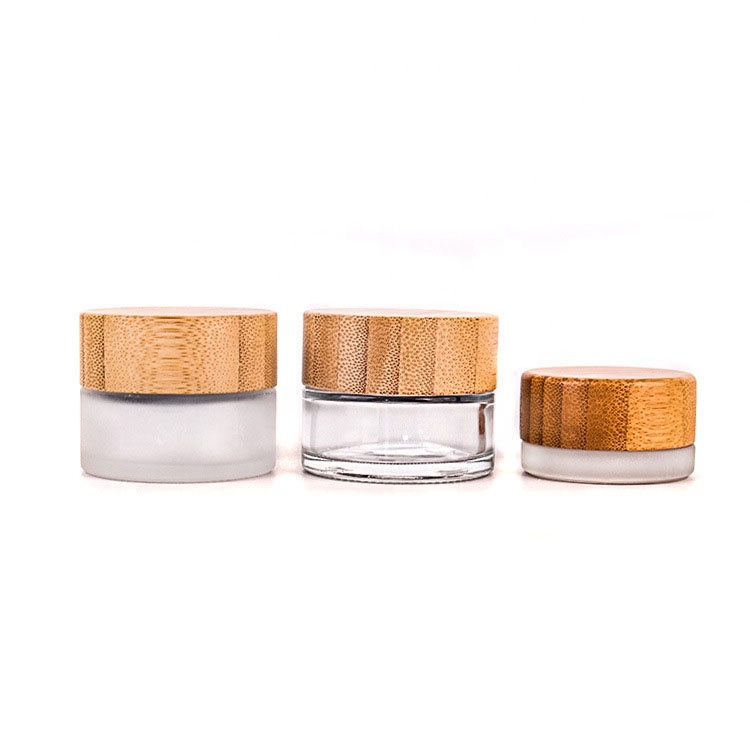 Sinhigh Wholesale Glass Jars Fashion Cosmetic Face Cream Lotion Glass Bottle Jar with Bamboo Lid