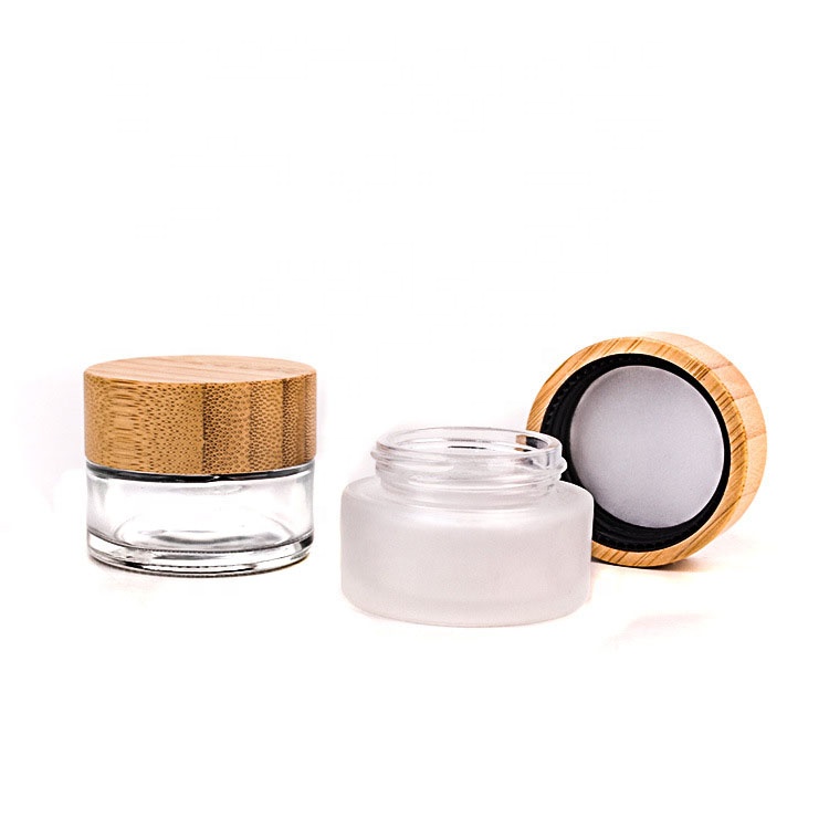 Sinhigh Wholesale Glass Jars Fashion Cosmetic Face Cream Lotion Glass Bottle Jar with Bamboo Lid
