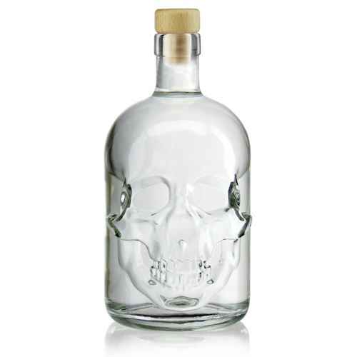 Skeleton Flint Clear Empty Skull Customized Round Whisky Vodka Glass Bottle