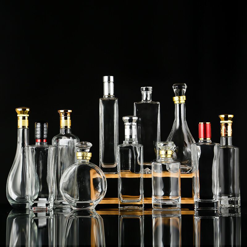 Skeleton Flint Clear Empty Skull Customized Round Whisky Vodka Glass Bottle