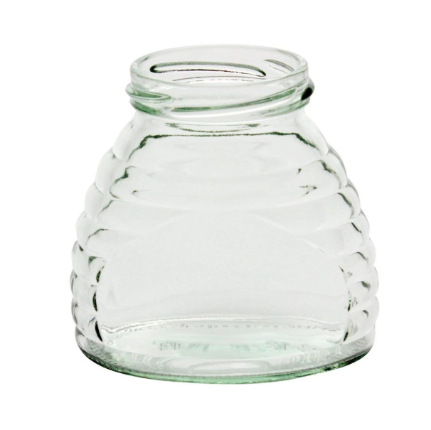 Skep 12 oz Glass Jar for Honey gold metal lug lid