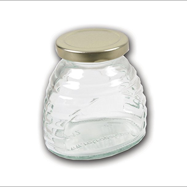 Skep 3 oz glass jars with lid metal gold bottle for honey