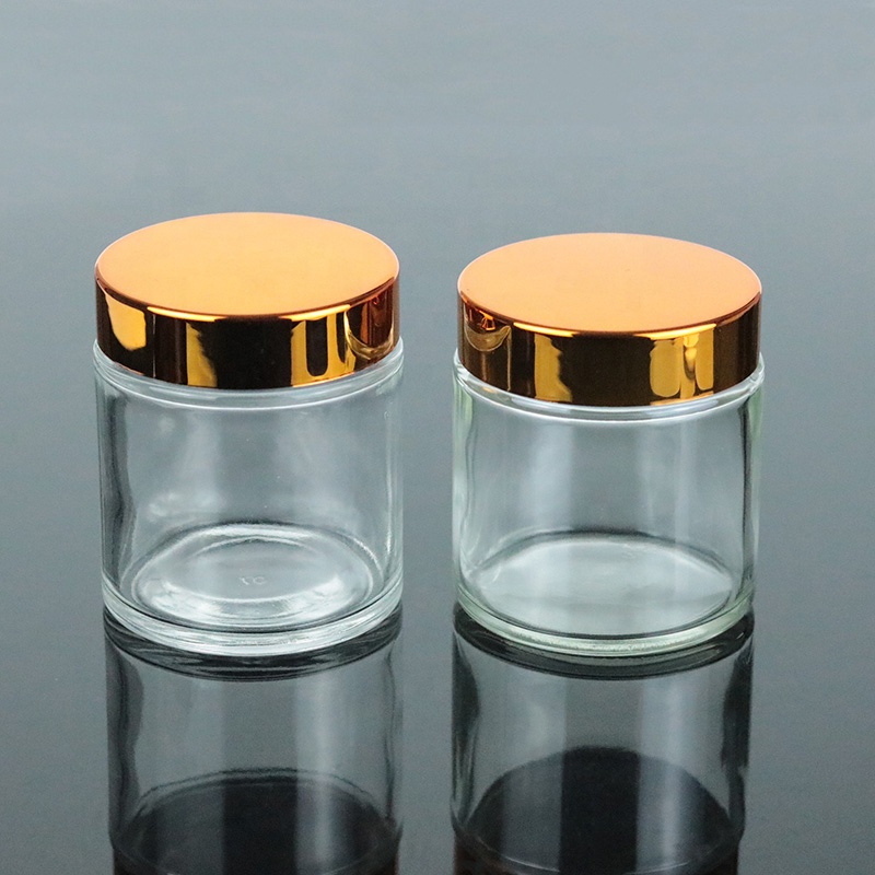 Skin Care 120ml Wholesale Round Clear Glass Cosmetic Jar 4oz With UV Gold Screw Lid (GJM35)