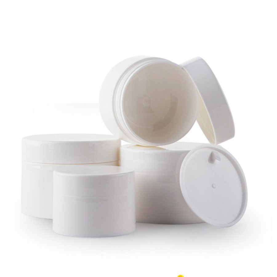 Skin Care Cosmetic containers 5g 10g 30g 50g 100g white clear round screwed PP plastic cream jar
