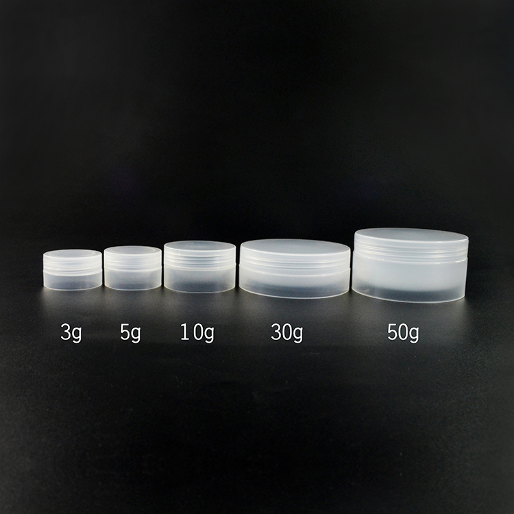 Skin Care Cosmetic containers 5g 10g 30g 50g 100g white clear round screwed PP plastic cream jar