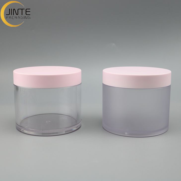 Skin Care Cosmetics Container 8oz PETG Transparent and Frosted Body With Lovely Pink lids for Haircare packaging