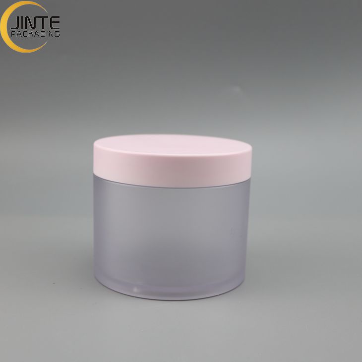 Skin Care Cosmetics Container 8oz PETG Transparent and Frosted Body With Lovely Pink lids for Haircare packaging