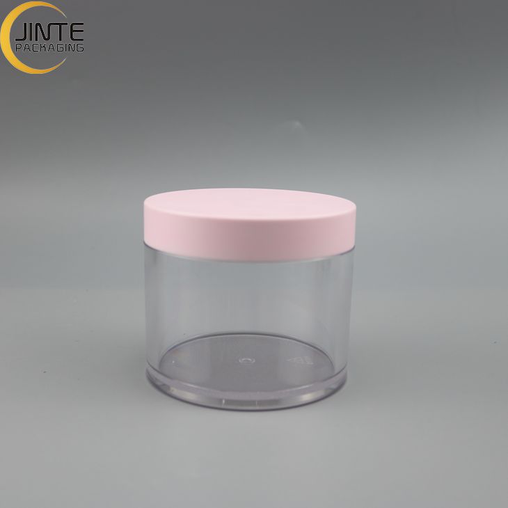 Skin Care Cosmetics Container 8oz PETG Transparent and Frosted Body With Lovely Pink lids for Haircare packaging