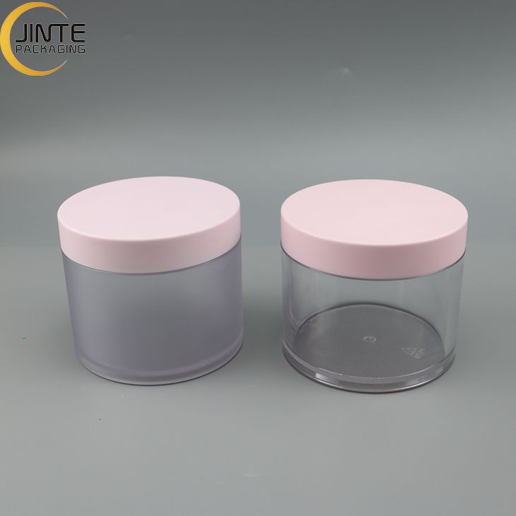 Skin Care Cosmetics Container 8oz PETG Transparent and Frosted Body With Lovely Pink lids for Haircare packaging