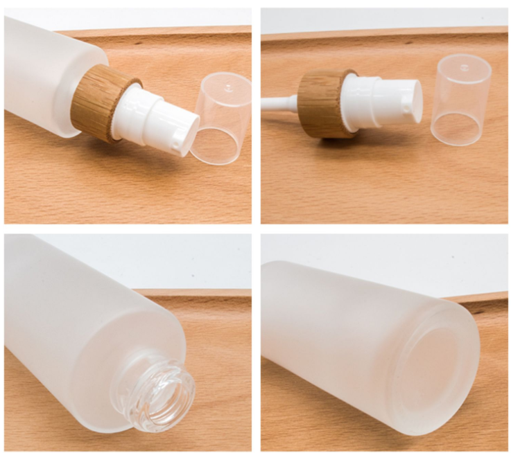 Skin Care Cream Packaging Glass Lotion Cosmetic Bottle With Wooden Lid