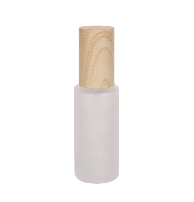 Skin Care Cream Packaging Glass Lotion Cosmetic Bottle With Wooden Lid