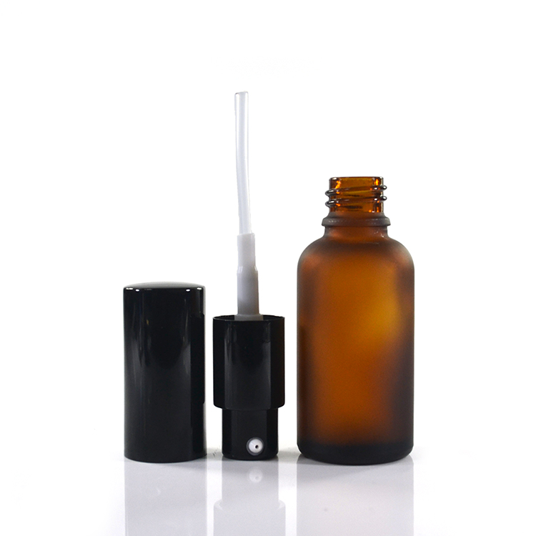 Skin Care Cream Use 15ml 20ml 30ml Frosted Amber Cosmetic Glass Base Material Serum Lotion Pump Bottle With Sliver Cream Pump