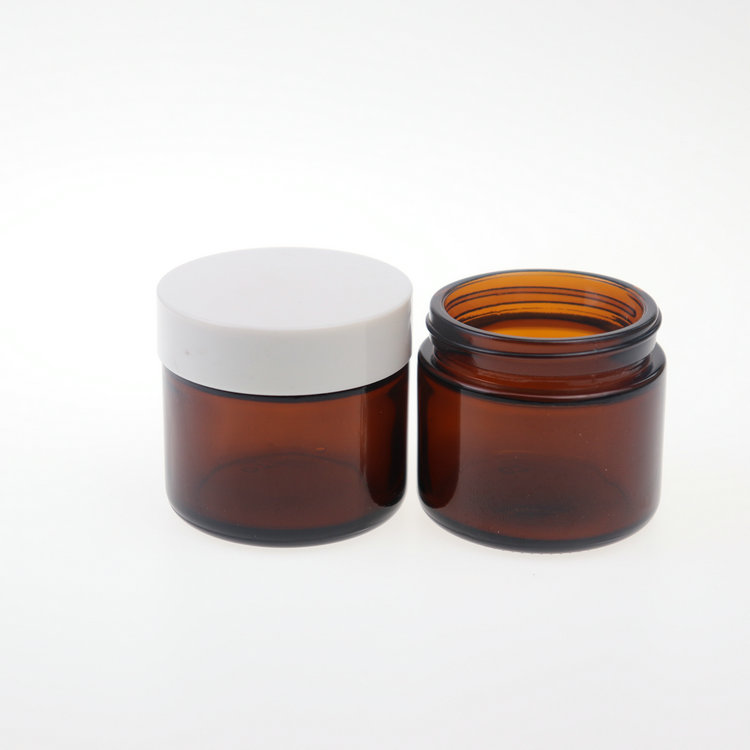 Skin Care Cream Use Cosmetic Packaging Glass Cream Jars 20g 30g 50g 60g 100g Cosmetic amber Glass Jars With Screw Cap