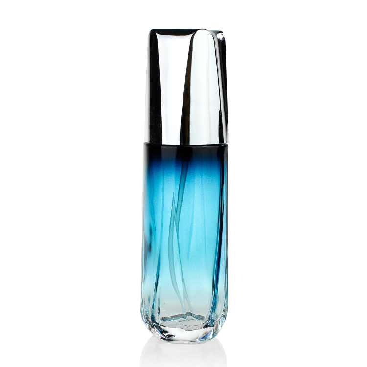 Skin Care Cream sky-blue shade to clear glass empty cream bottle jar glass cosmetic set with lid emboitement