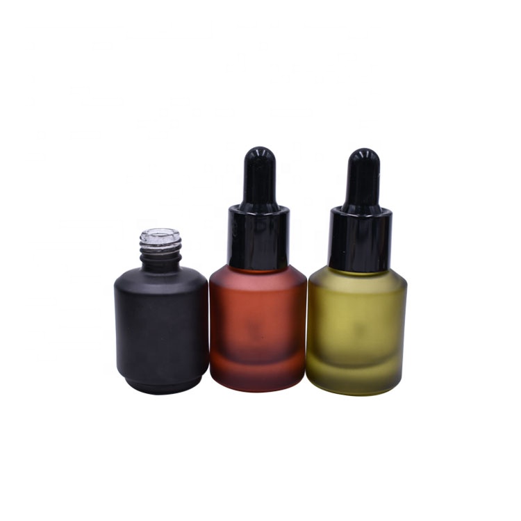 Skin Care Glass Essential Oil Bottle Cosmetic Frosted Green Amber Black 0.5oz 15ml Dropper Glass Bottle Serum