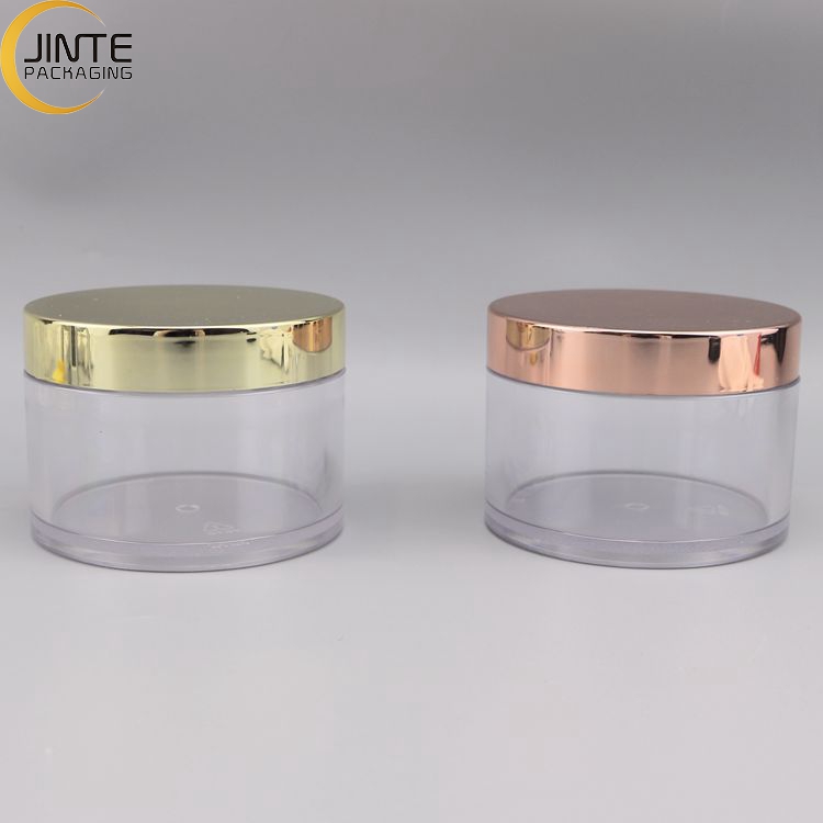 Skin Care Jars Plastic Jar Food Grade  With Lid 200ml Clear Jar With Rose Gold Lid  Lip Scrub Container