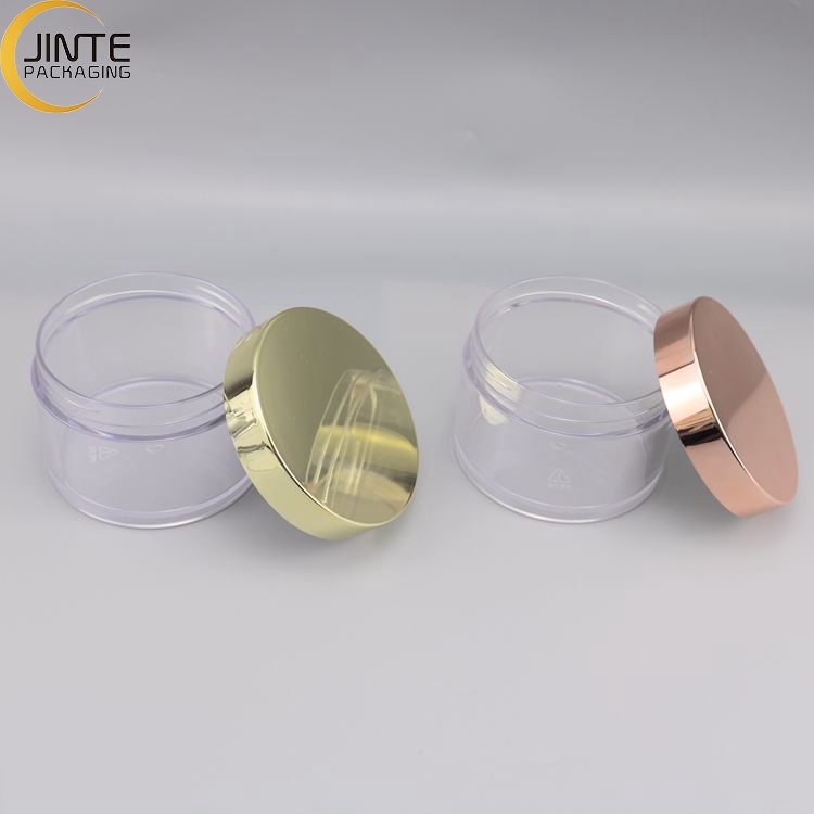 Skin Care Jars Plastic Jar Food Grade With Lid 200ml Clear Jar With Rose Gold Lid Lip Scrub Container