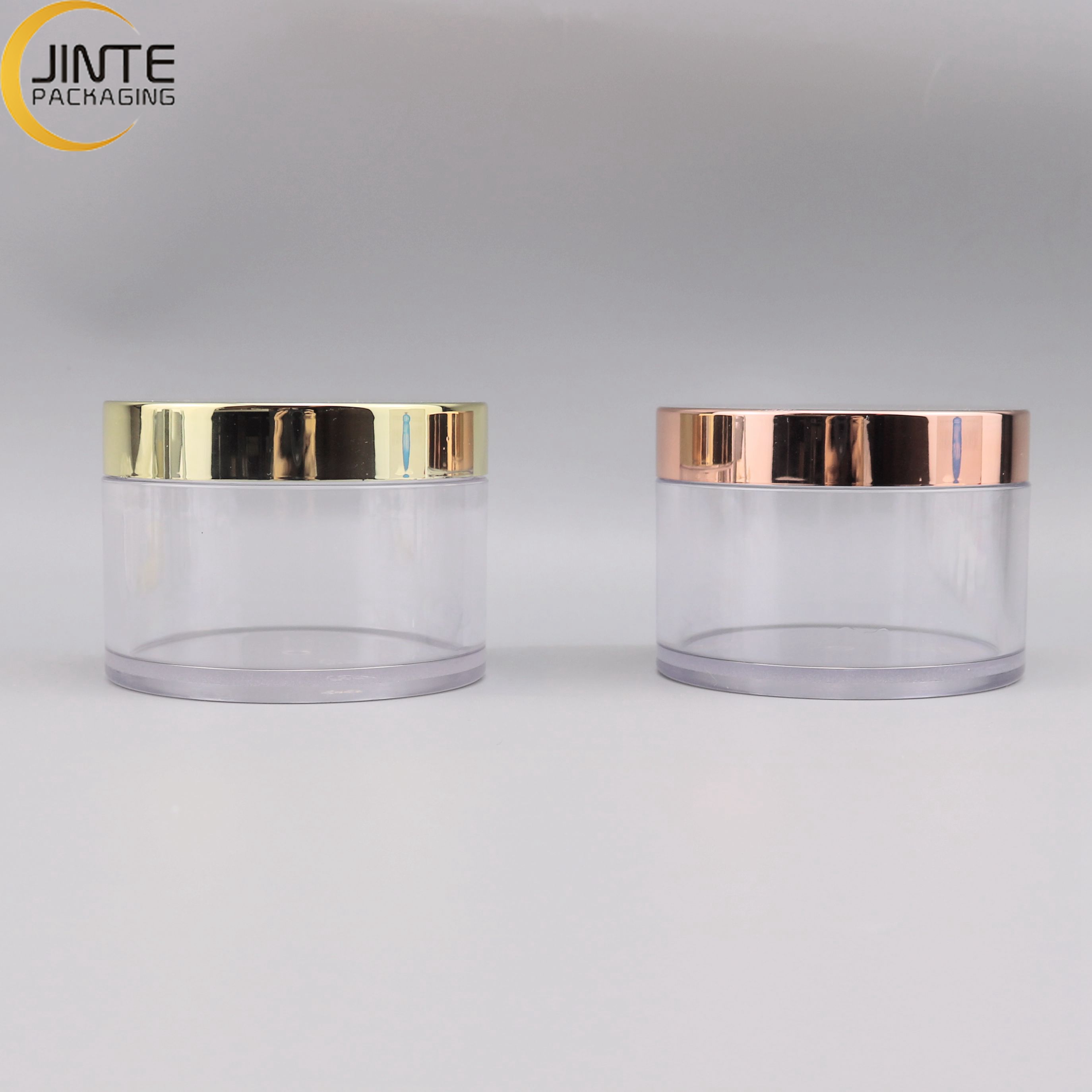 Skin Care Jars Plastic Jar Food Grade With Lid 200ml Clear Jar With Rose Gold Lid Lip Scrub Container