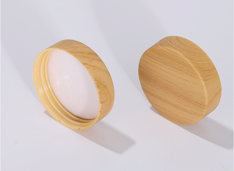 Skin Care Plastic PET Cream Jar With Wood Grain Plastic Cap